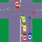 опасность столкновения при повороте налево другого автомобиля